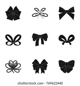 Decor, bows, node, and other web icon in black style.Bow, ribbon, decoration, icons in set collection.