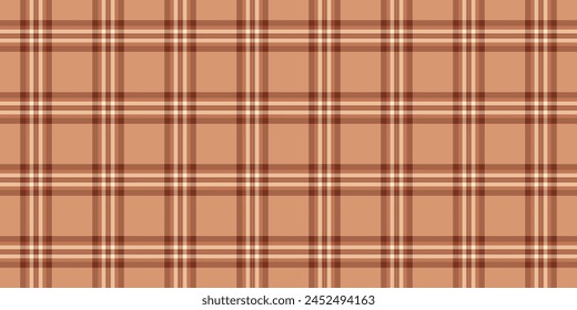 Decor check seamless background, open textile fabric vector. Mens shirt texture tartan pattern plaid in orange and red color.