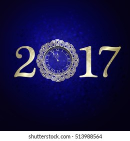 decor clock, happy new year, vector illustration