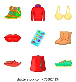 Decor clothes icons set. Cartoon set of 9 decor clothes vector icons for web isolated on white background