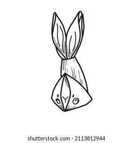 Decor for Easter. Napkin on the holiday table in the shape of an Easter Bunny in the vector.
