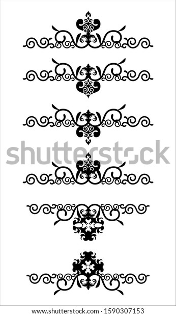 Decor element with\
curl and flower lines