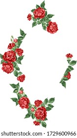 Decor element frame in vector illustration with roses