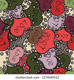 Decor element for greeting cards. Symbol of love for the label gift packages. Transparent vector effect. Flower petal in shape of heart confetti. Seamless Valentines Day background of green hearts.