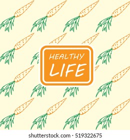 Decor elements and seamless pattern of hand drawn carrots