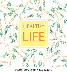 Decor elements and seamless pattern of hand drawn carrots