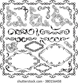 Decor fine retro victorian set isolated on white