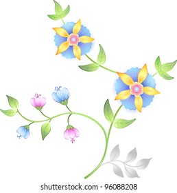 Decor floral elements set isolated on white background (vector)