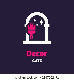 Decoración con puerta, diseño de logo símbolo vector ilustración icono idea creativa