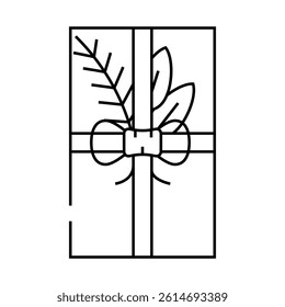 decor gift box line icon vector. decor gift box sign. isolated contour symbol black illustration