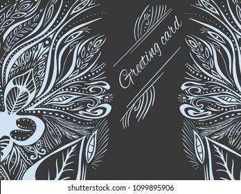Decor greeting card vector black background