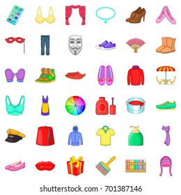 Decor icons set. Cartoon style of 36 decor vector icons for web isolated on white background