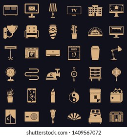 Decor icons set. Simple style of 36 decor vector icons for web for any design