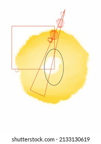 For decor item, print, banners, decoration, vintage design for sketchbook, greeting card, postcard, invitation. Abstract figures with watercolor.