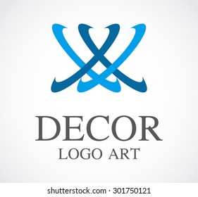 Decor line curve ornament abstract vector logo design template business art icon company identity symbol concept