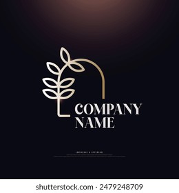 Decor logo, interior design, golden logo