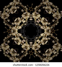 Decor on white, orange and yellow background for clothing design. Vector illustration. Seamless background of colorful butterflies.