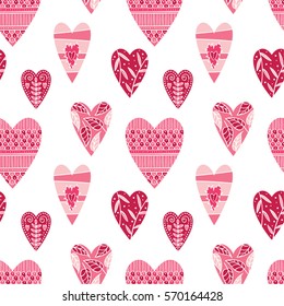 Decor ornament hearts seamless pattern