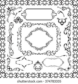 The decor ornate design elements set isolated on white