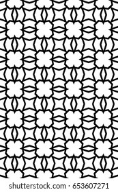 decor panel with geometric seamless ornament, oriental design. vector illustration in black and white