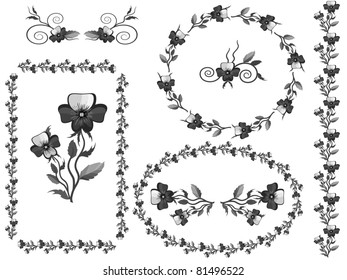 Decor with pansies,vector,