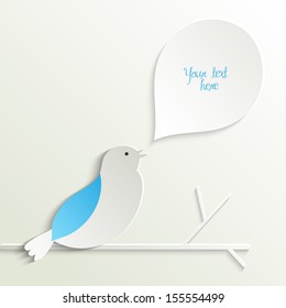 Decor with paper bird and place for your text in vector