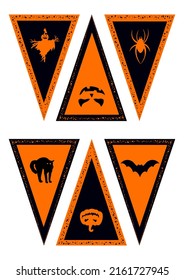 Decor for party. Halloween flags garlands template. Set of buntings, ready for print on A4. Print and cut. 
