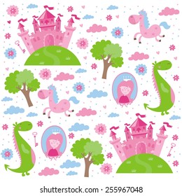 decor Princess castle design kids bedroom pattern