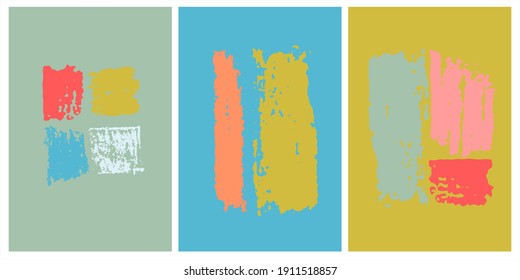 Decor printable art. Set of hand drawn abstract vector illustrations on for home interior design. Contemporary painting for prints, posters, cards, textile