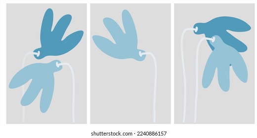 Dekordruckbare Kunst. Handgezeichnete Blumen, Vektorgrafiken für Innenausstattung. Zeitgenössische Kunst für Drucke, Poster, Karten, Textilien