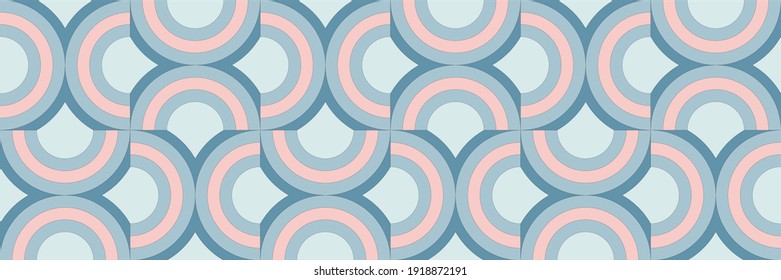 Decor. Scandinavian seamless pattern for ceramic tiles for 3D project. Tile design for bathroom and kitchen. Geometric decor. Multicolor. Wave. Fashionable pastel color combinations. Trends.