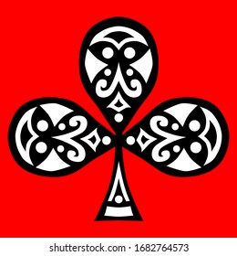 Decor of suits of playing cards of Clubs