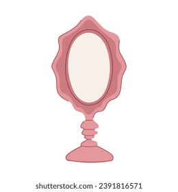 decor table mirror cartoon. dressing space, home room, interior make decor table mirror sign. isolated symbol vector illustration