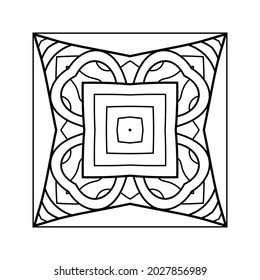 Decor tile, mosaic oriental pattern with many details and geometry elements. Vector illustration for traditional pottery tiling, fabric, wall interior, cloth, coloring book