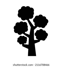 Decor Tree black silhouette clip art. Tree isolated on white background. Tree silhouette vector. Simple Tree icon vector