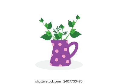 Decor tree: Green fern in a pink dot vase svg
