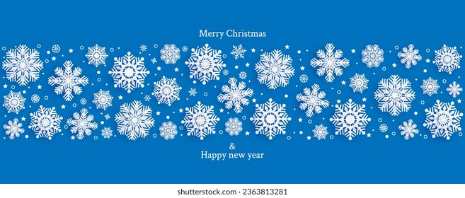 Decorate Merry Christmas and Holiday cards with 3d snowflakes, and background designs. Modern universal artistic template.