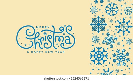 Decorate Merry Christmas and Holiday cards with snowflakes, and background designs. Modern universal artistic template.