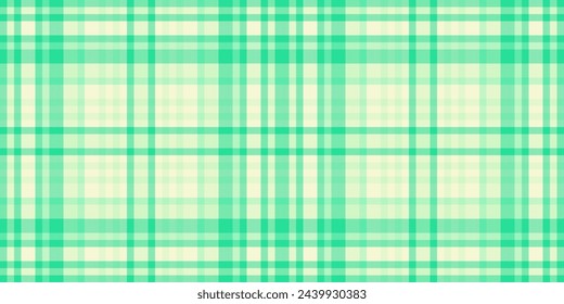 Decorate plaid vector seamless, simplicity tartan pattern fabric. Thin texture textile check background in mint and light color.