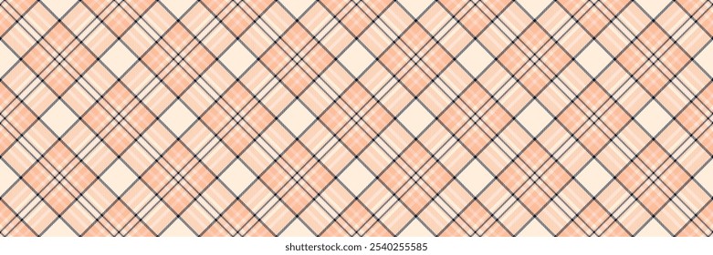 Decorate tartan seamless check, harmony vector background plaid. Ireland pattern textile texture fabric in orange and antique white colors palette.