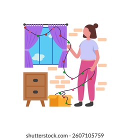 Decorate Venue with Festive Colors Flat Vector Illustration