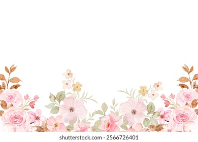 Decorate your designs with a watercolor flower frame isolated on a white background.