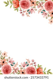 Decorate your designs with a watercolor flower frame isolated on a white background.