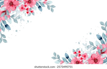 Decorate your designs with a watercolor flower frame isolated on a white background.