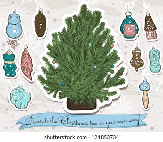 Decorate Your own Christmas tree! Vector illustration EPS10