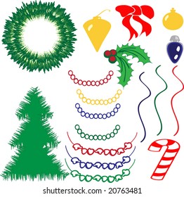 Decorate your own vector wreath and Christmas tree