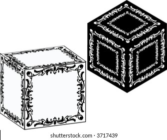 decorated 3D vector illustration graphic boxes