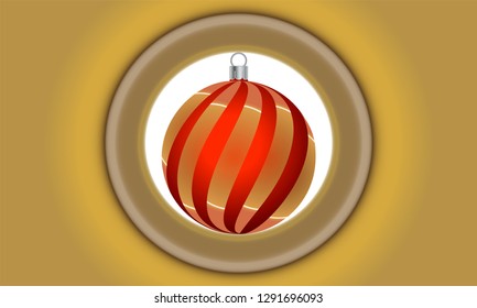 Decorated abstract Christmas ball Ornament Clipart on background. Pattern. Xmas, for design, party, poster, greeting card, banner or invitation, wallpapers, prints, art. Sticker. Vector illustration