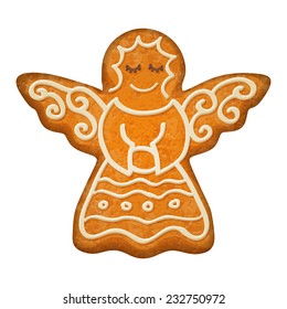 Decorated Angel Figure Gingerbread Cookie Holiday Symbol Sweet Bakery Decorated Angel Figure Gingerbread Cookie Holiday Symbol Sweet Bakery