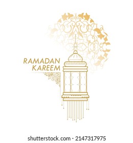 Decorated Arabic lantern in Eid Mubarak (Happy Eid) Ramadan background in vector